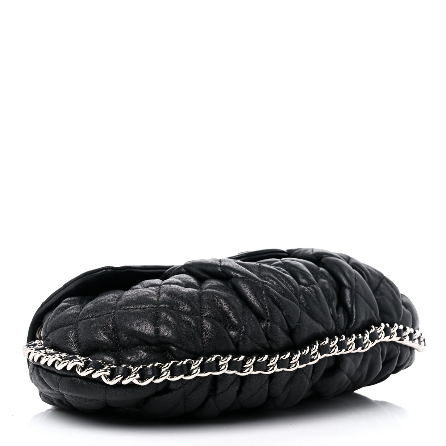 Washed Lambskin Quilted Mini Chain Around Flap Black