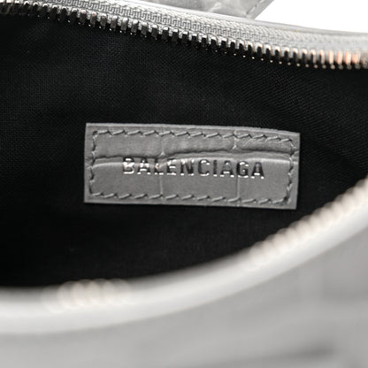 Balenciaga Extra Supple Calfskin Crocodile Embossed XS Le Cagole Shoulder Bag Balenciaga Grey 7 of 12