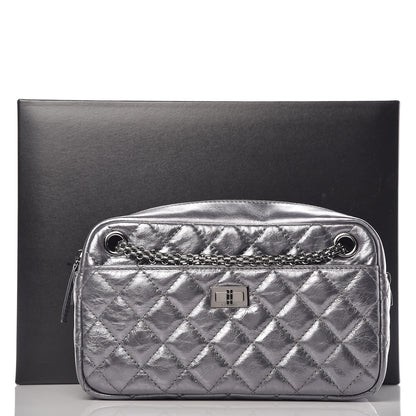 Chanel Metallic Aged Calfskin Quilted Medium Reissue Camera Case Dark Silver 8 of 8