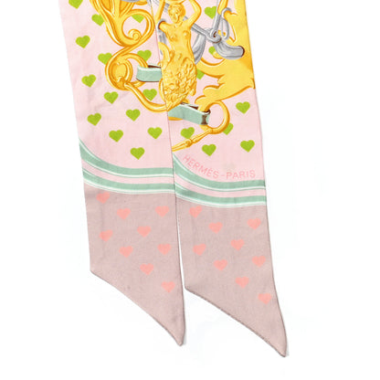Hermes Silk Brides De Gala Love Twilly Parme Vert D Eau Vieux Rose 2 of 3