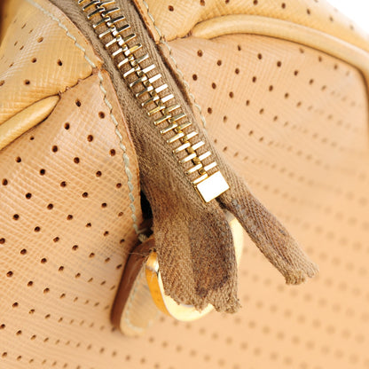 Prada Perforated Saffiano Fori Striped Boston Cuoio Mimosa 2 of 10