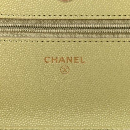 Chanel Caviar Quilted French New Wave Chain CC Wallet On Chain WOC Light Green 6 of 10