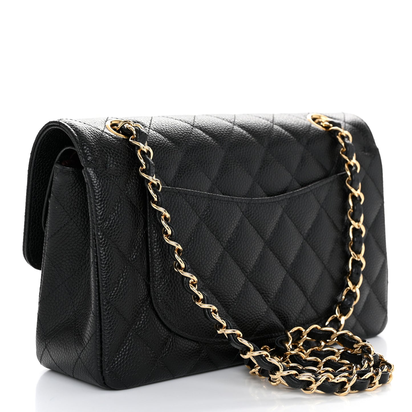 Caviar Quilted Small Double Flap Black
