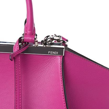Fendi Vitello Dolce Shiny Nappa Petite 3Jours Tote Magenta Carbone 10 of 18