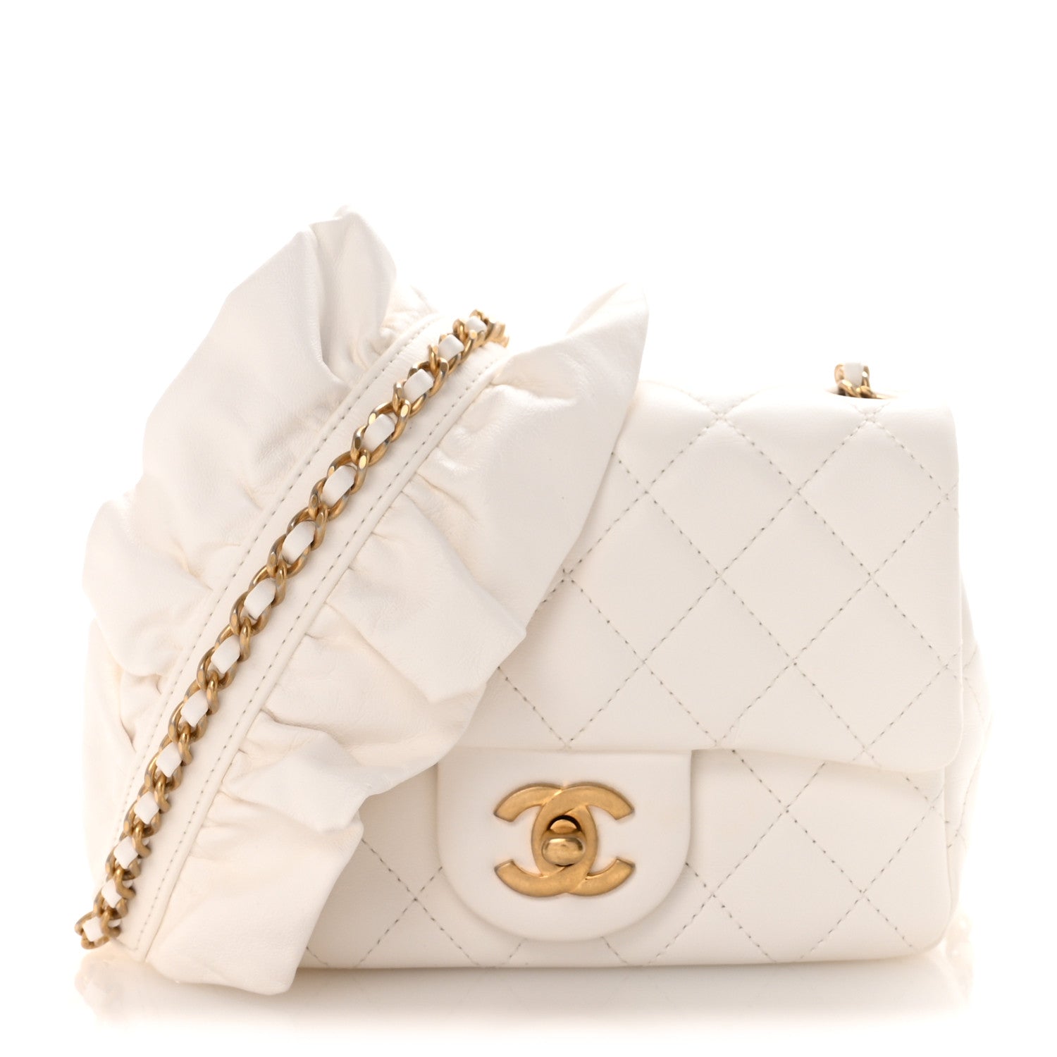 Chanel Lambskin Quilted Mini Romance Square Flap White 1 of 10