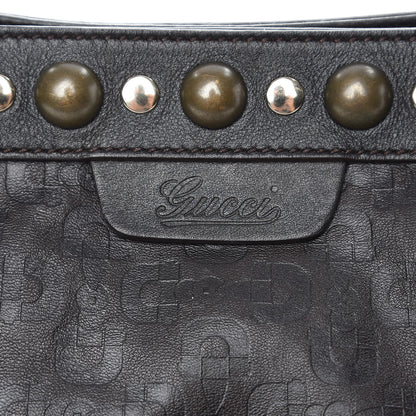 Gucci Calfskin Horsebit Embossed Medium Babouska Shopping Tote Dark Brown 8 of 14