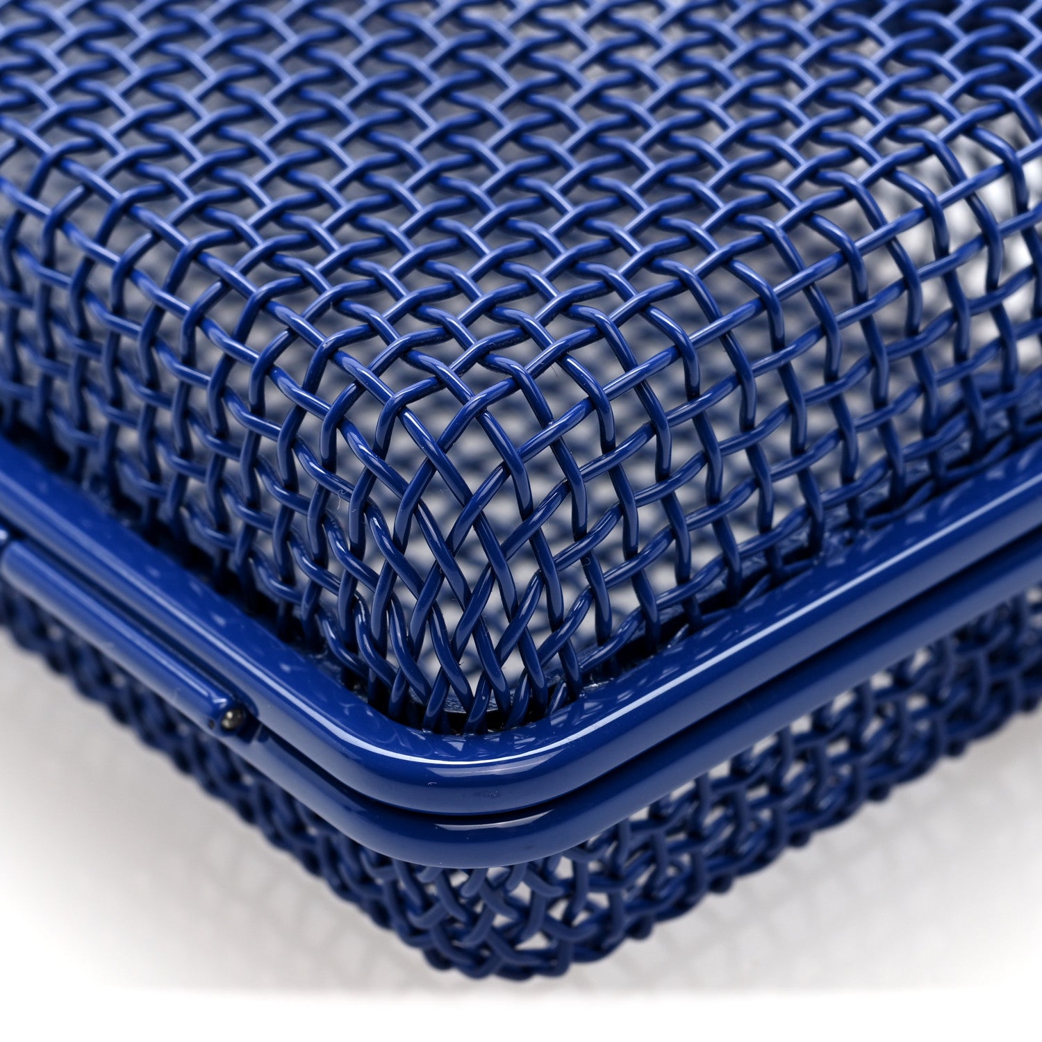 Saint Laurent Brass Lambskin Monogram Cassandre Cage Bag Blue