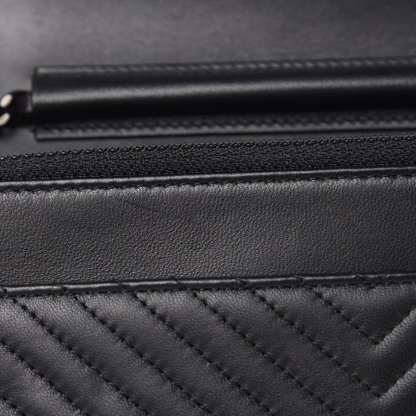 Lambskin Chevron Quilted Wallet On Chain WOC So Black