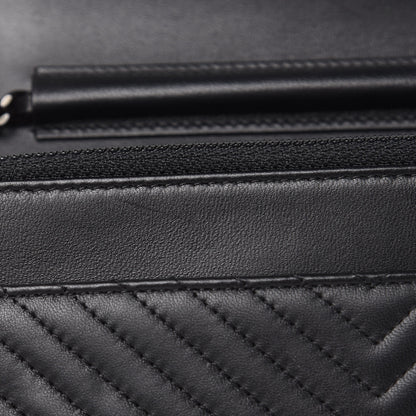 Chanel Lambskin Chevron Quilted Wallet On Chain WOC So Black 12 of 13