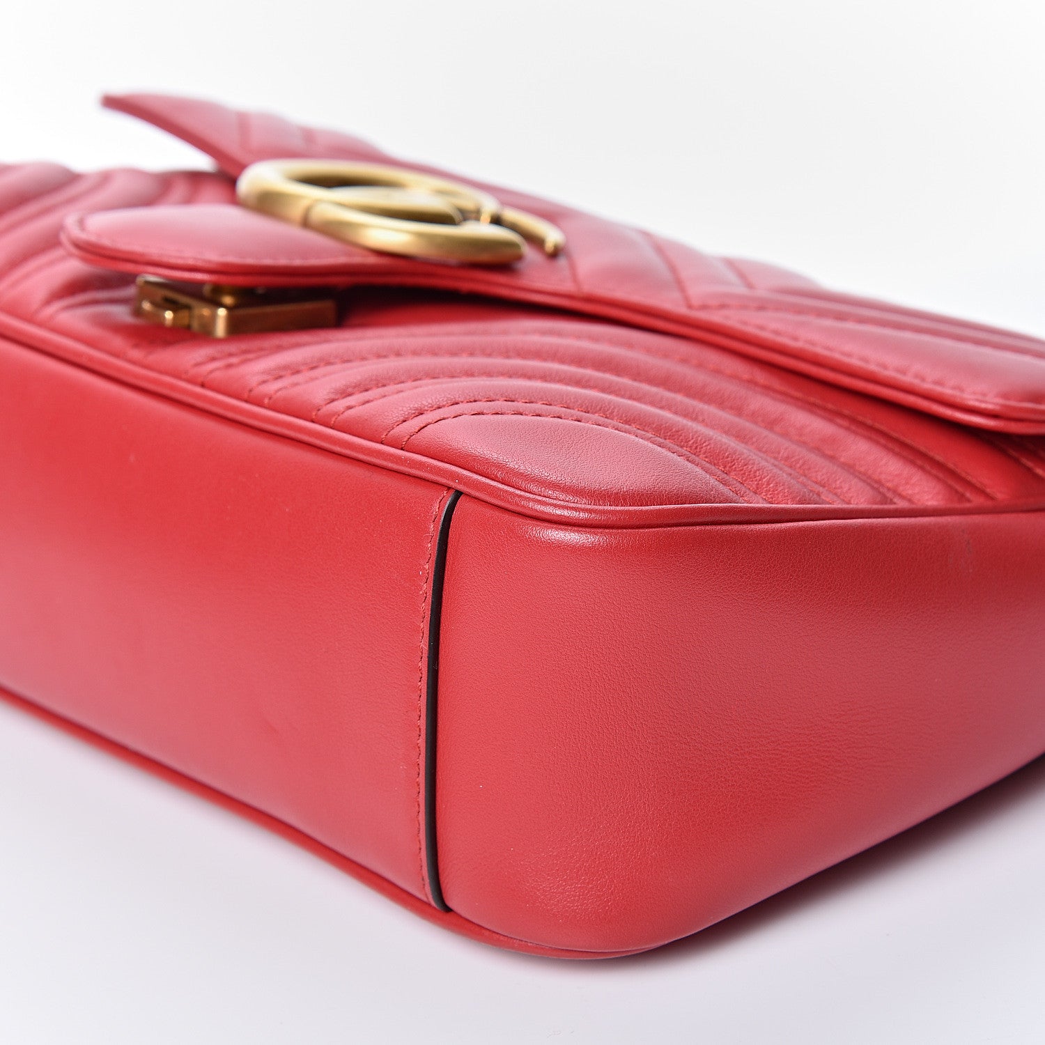 Gucci Calfskin Matelasse Small GG Marmont Shoulder Bag Hibiscus Red 9 of 9