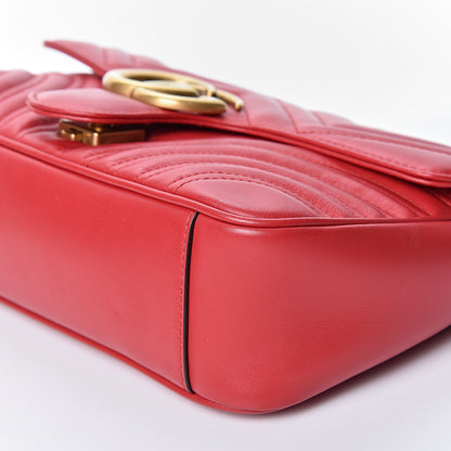 Gucci Calfskin Matelasse Small GG Marmont Shoulder Bag Hibiscus Red 9 of 9