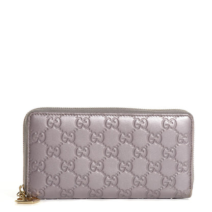 Gucci Metallic Soft Guccissima Margaux Calfskin Lovely Zip Around Wallet Senanque 1 of 6