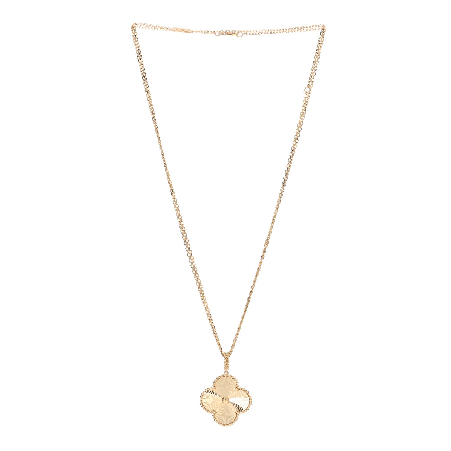 Van Cleef & Arpels 18K Yellow Gold Guilloche Magic Alhambra Long Necklace 3 of 4