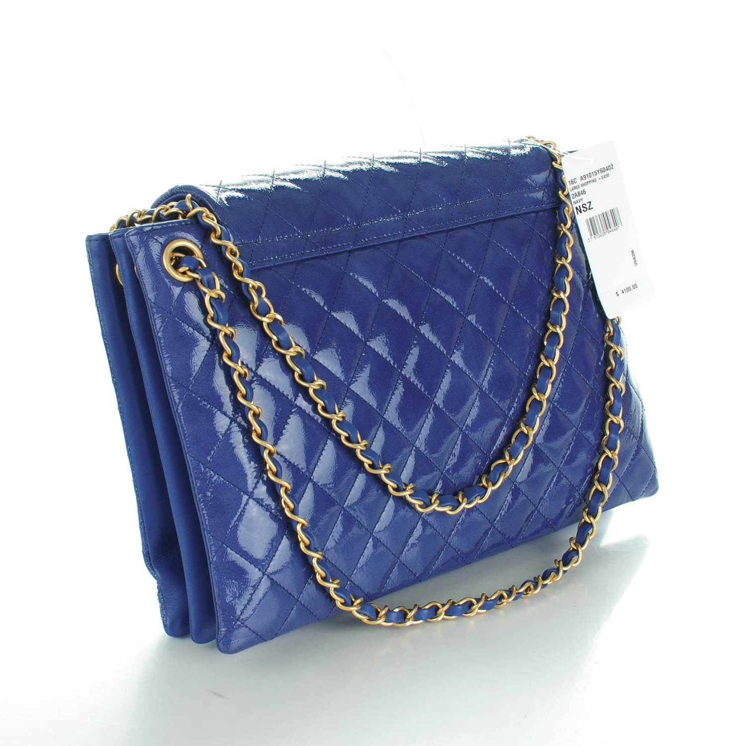 Chanel Patent Quilted 3 Pocket Accordion Flap Navy 3 of 8