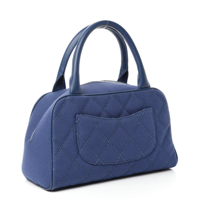 Chanel Canvas Quilted Small Tassel Bowler Blue 3 of 10