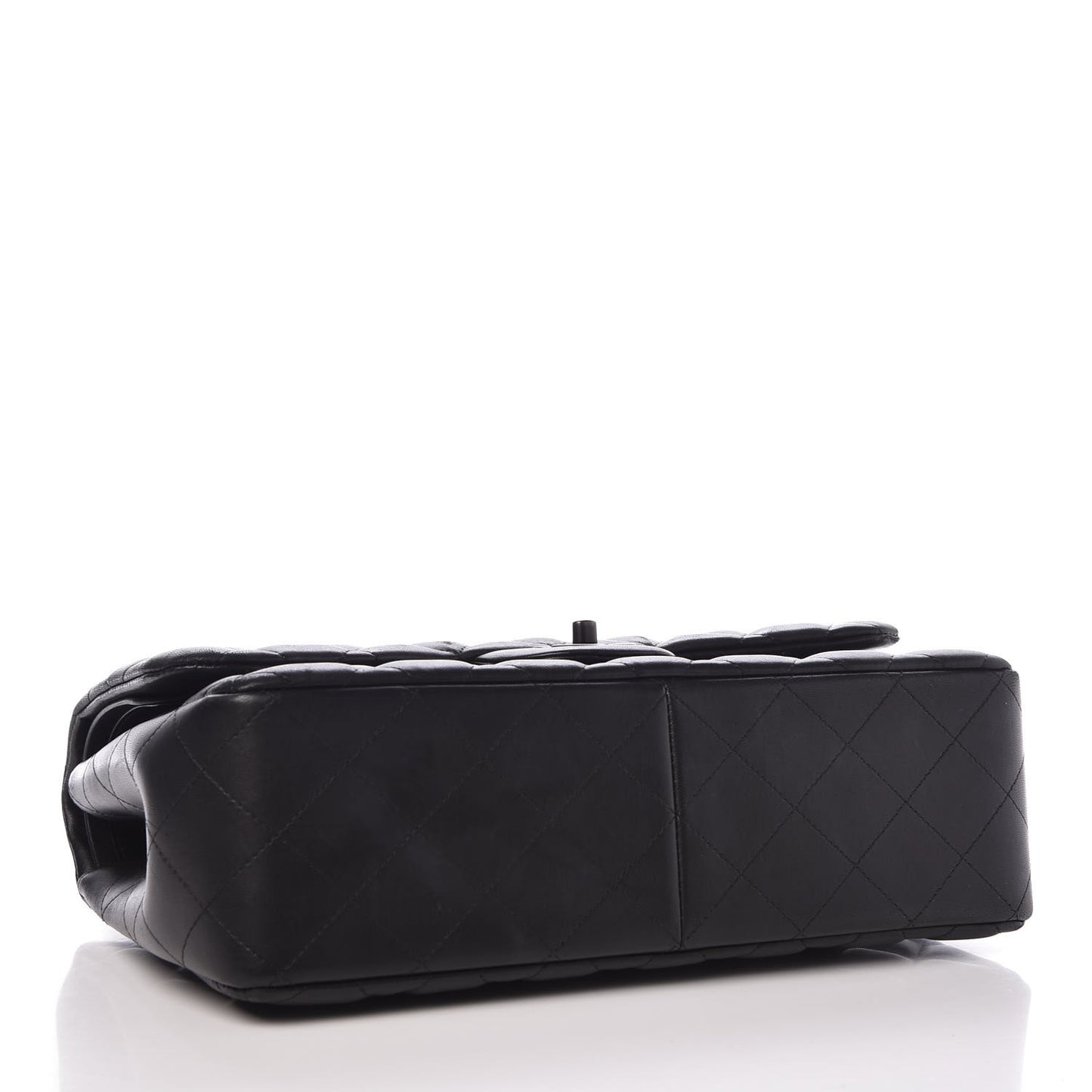 Lambskin Quilted Jumbo Double Flap Black