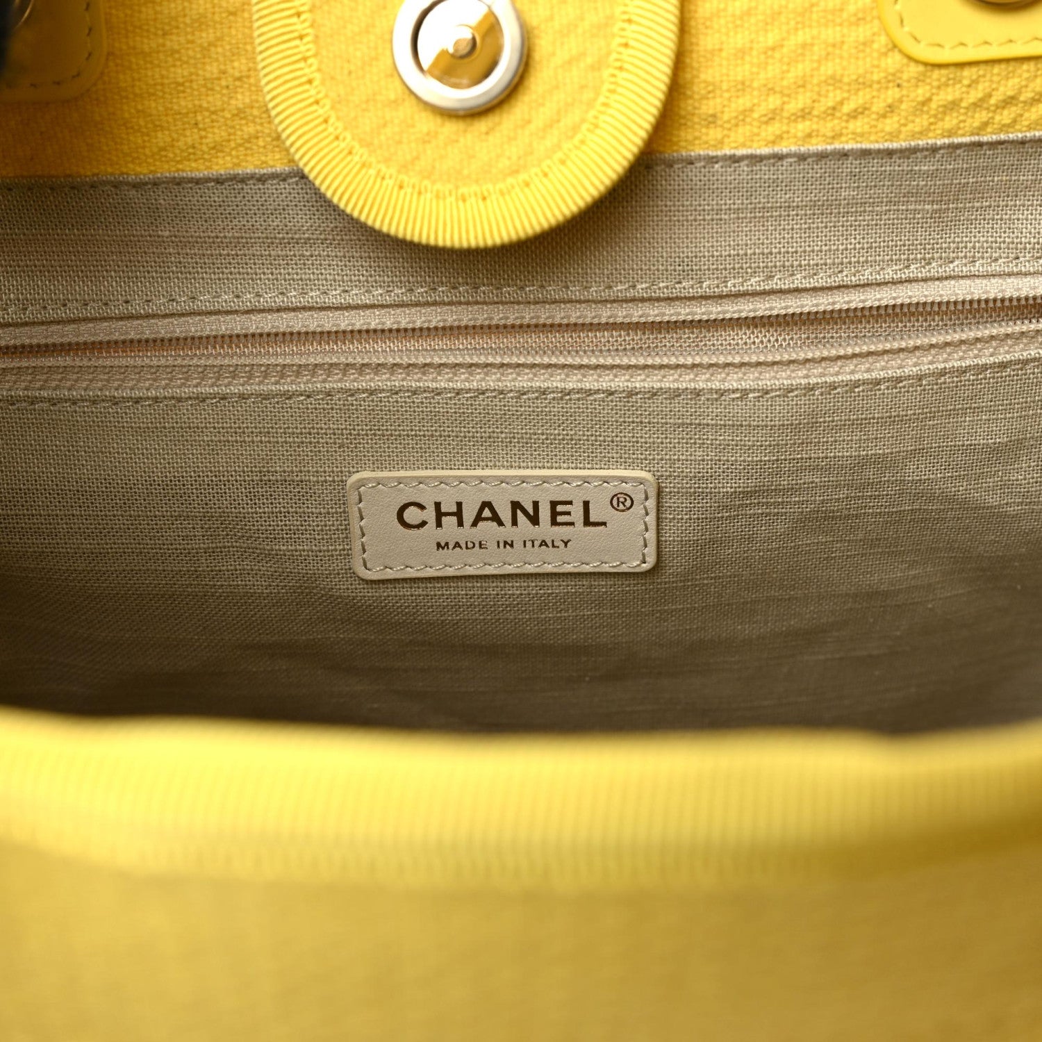 Chanel Mixed Fibers Small Deauville Tote Yellow 9 of 10