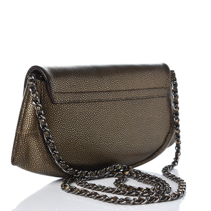 Chanel Metallic Caviar Half Moon Wallet On Chain WOC Bronze 3 of 8