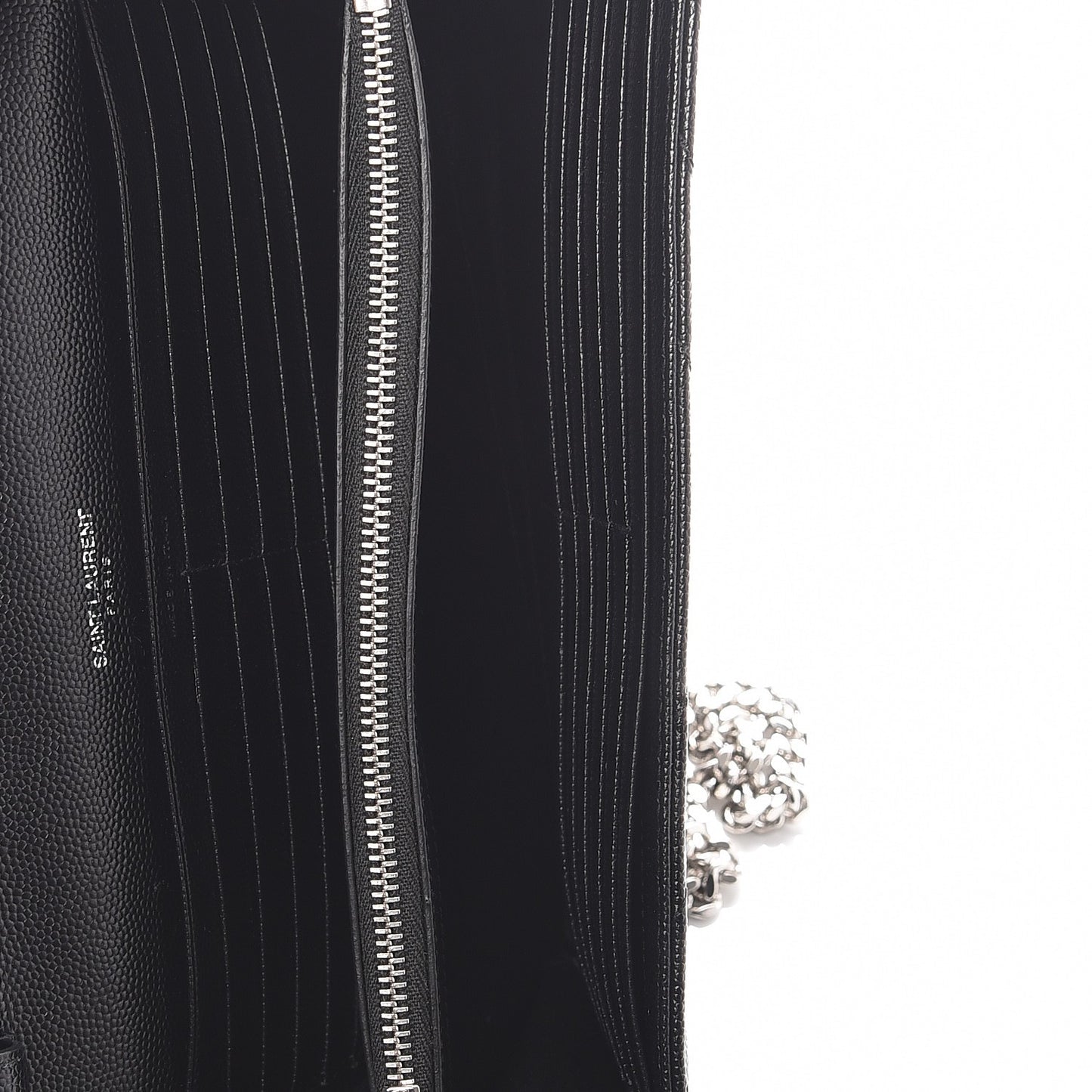 Grain De Poudre Matelasse Chevron Monogram Chain Wallet Black