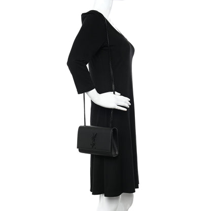 Saint Laurent Grain De Poudre Small Monogram Monochrome Kate Satchel Black 2 of 13