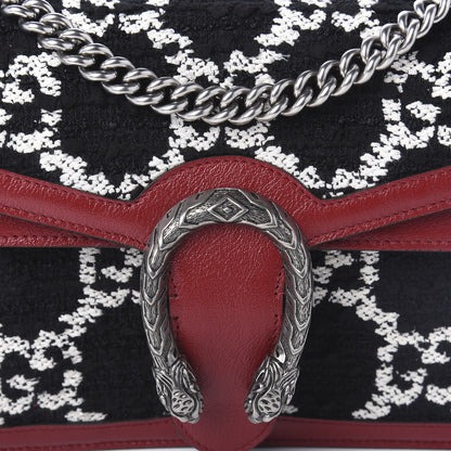 Gucci Tweed GG Monogram Small Dionysus Shoulder Bag Black White Romantic Cherry 11 of 11