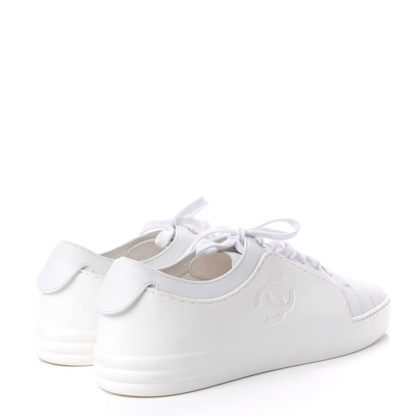 Calfskin Gum Womens CC Sneakers 40 White