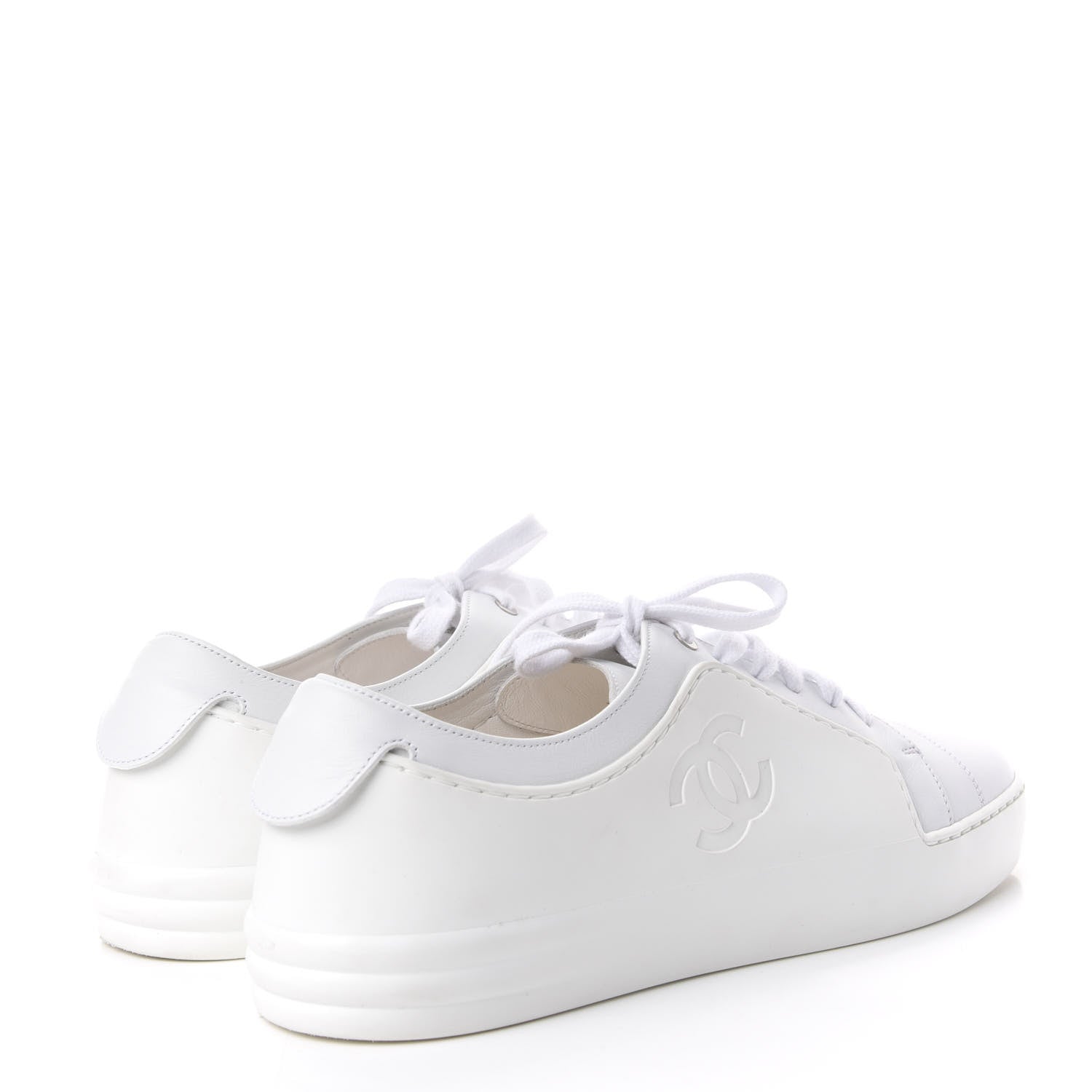 Chanel Calfskin Gum Womens CC Sneakers 40 White 4 of 11