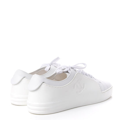 Chanel Calfskin Gum Womens CC Sneakers 40 White 4 of 11