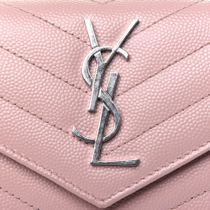 Saint Laurent Grain De Poudre Matelasse Chevron Small Monogram Envelope Wallet Pale Pink 13 of 13