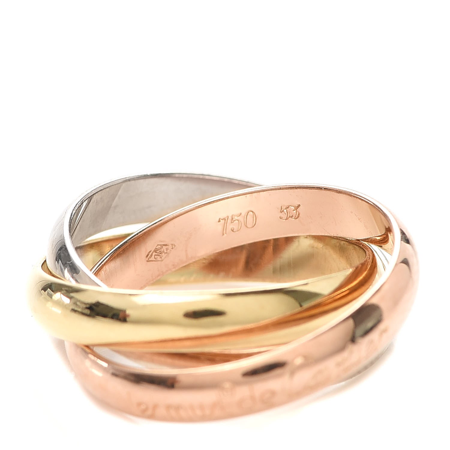 Cartier 18K Pink Yellow White Gold Classic Les Must De Cartier Trinity Ring 53 6.25 4 of 5