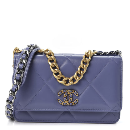 Chanel Goatskin Quilted 19 Wallet On Chain WOC Purple 1 of 12