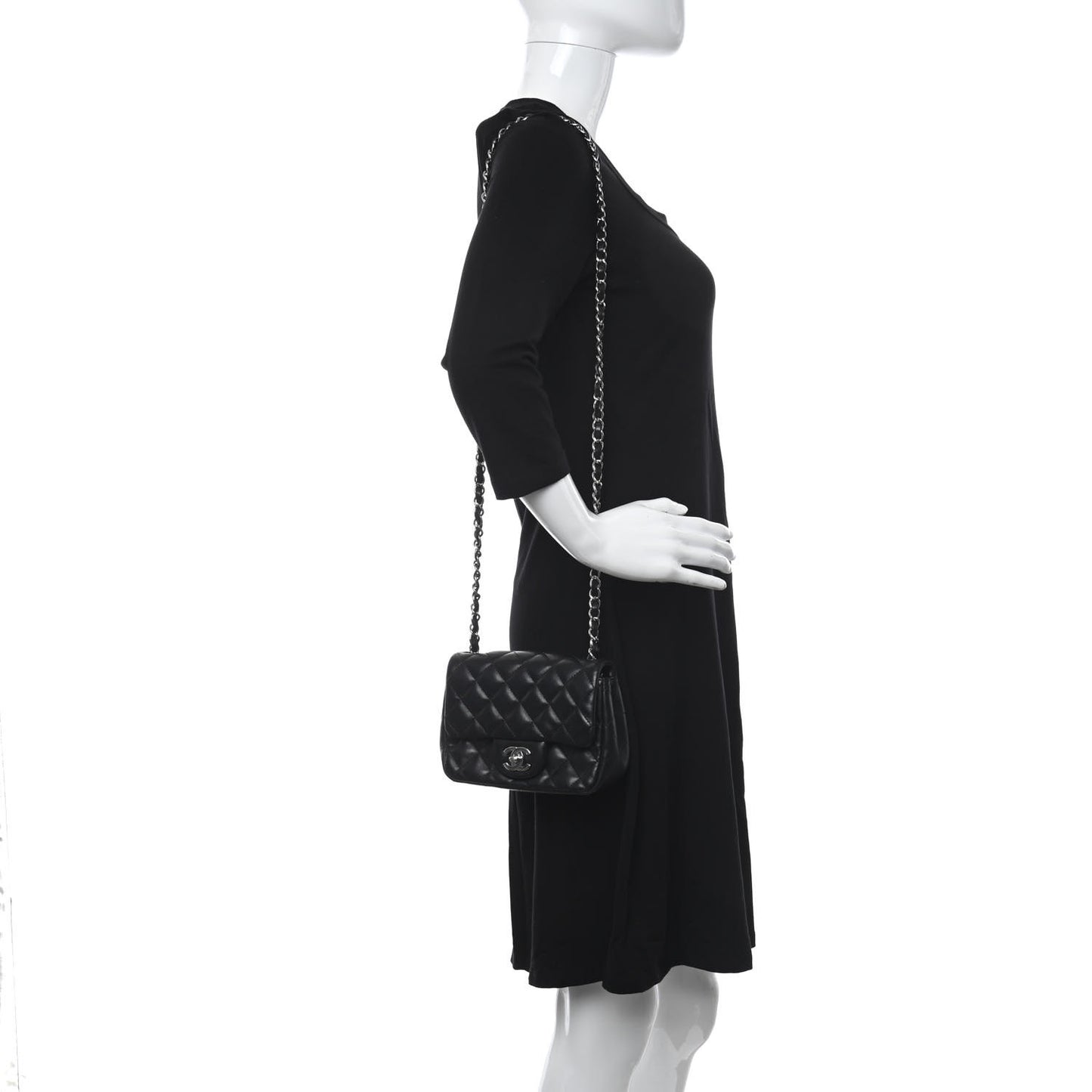 Lambskin Quilted Mini Square Flap Black