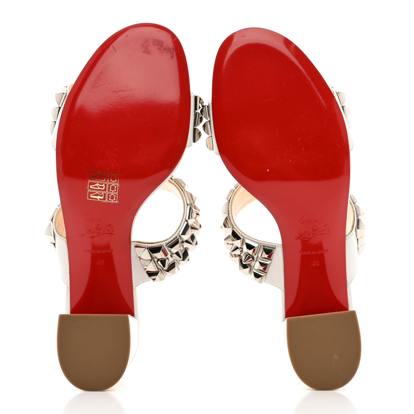 Calfskin Studded Tina Goes Mad 55 Slide Sandals 40 White