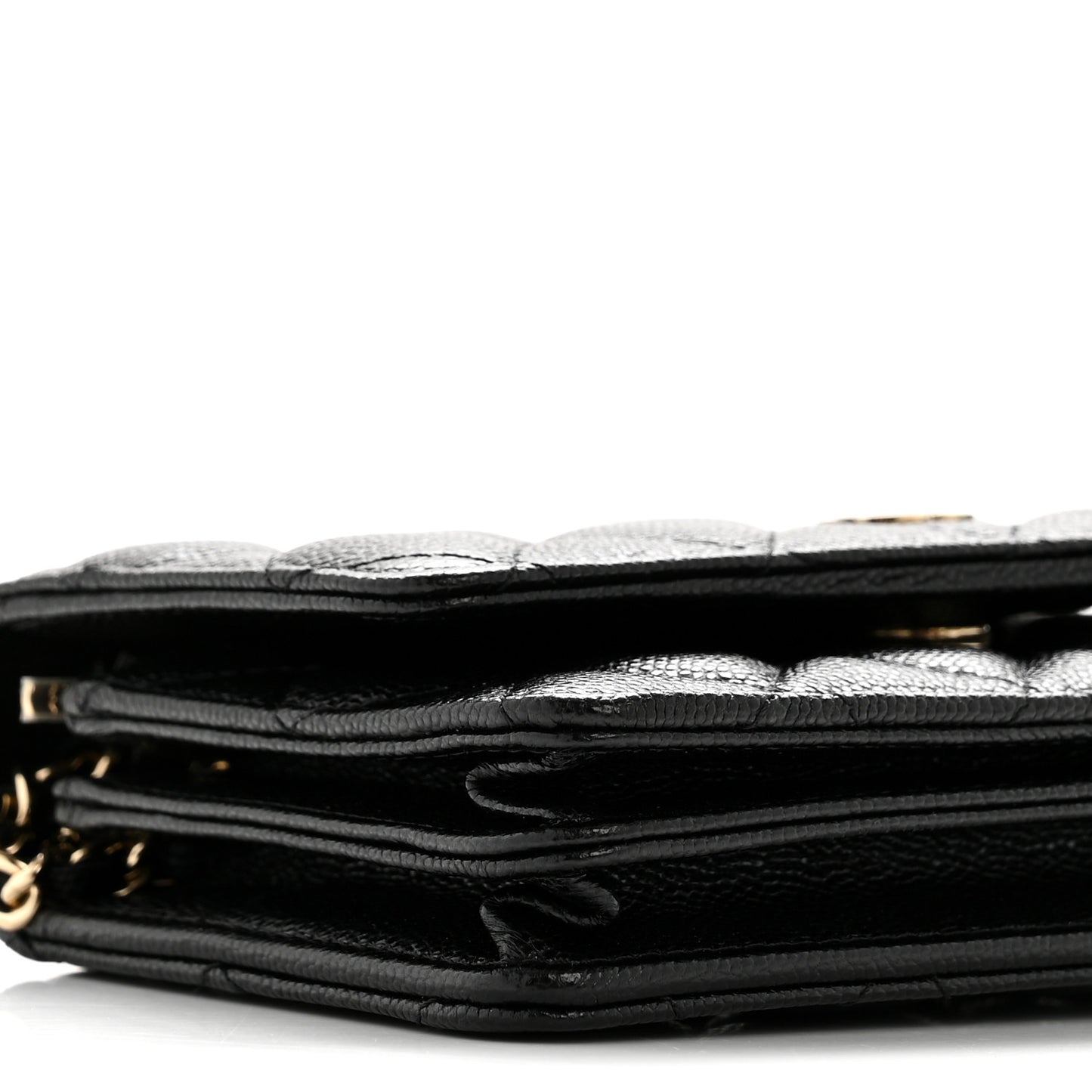 Caviar Quilted Mini Wallet On Chain WOC Black
