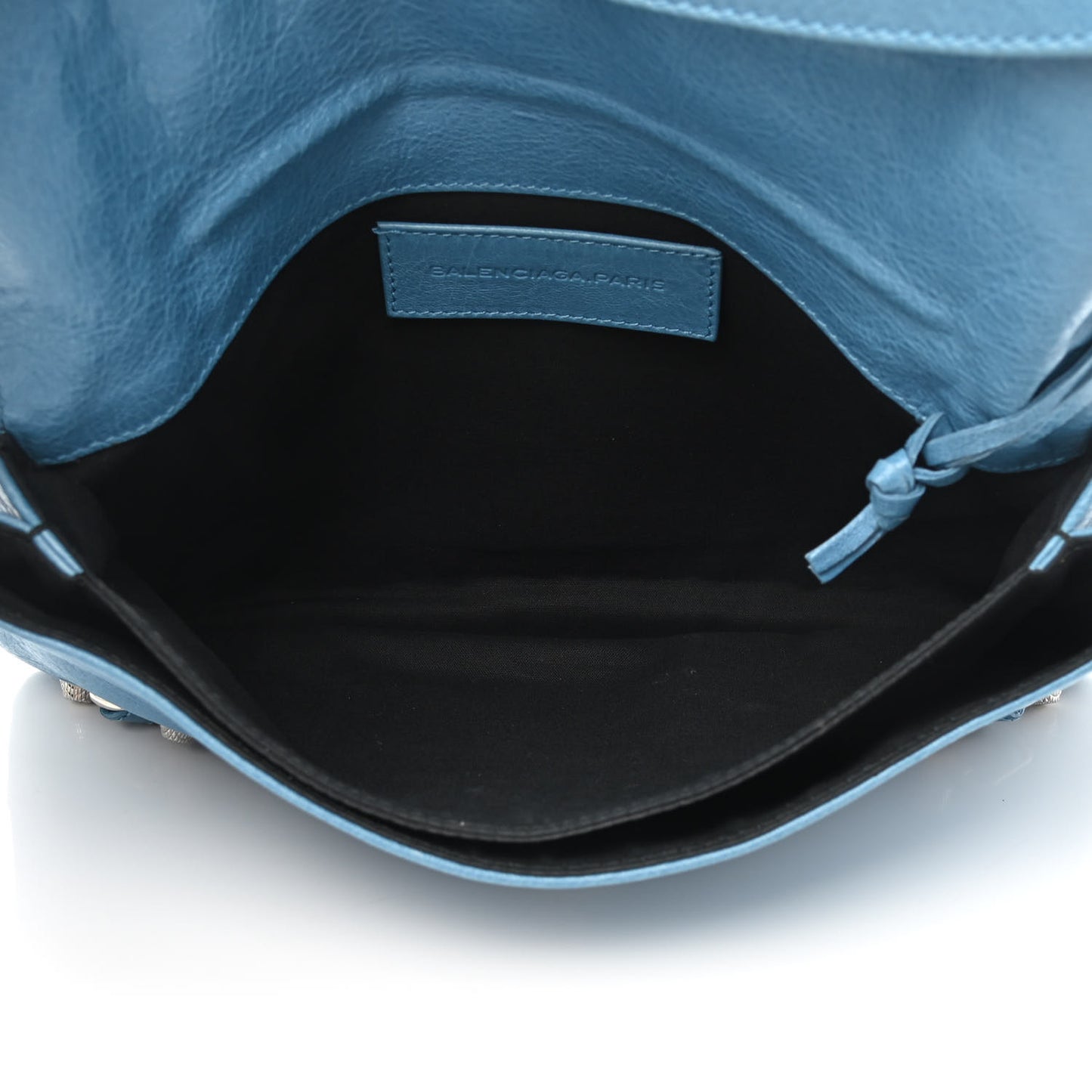 Agneau Giant 12 Silver Hardware Envelope Strap Clutch Bleu Tropical