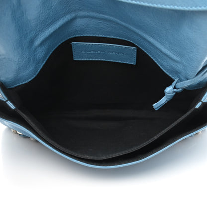 Balenciaga Agneau Giant 12 Silver Hardware Envelope Strap Clutch Bleu Tropical 5 of 14