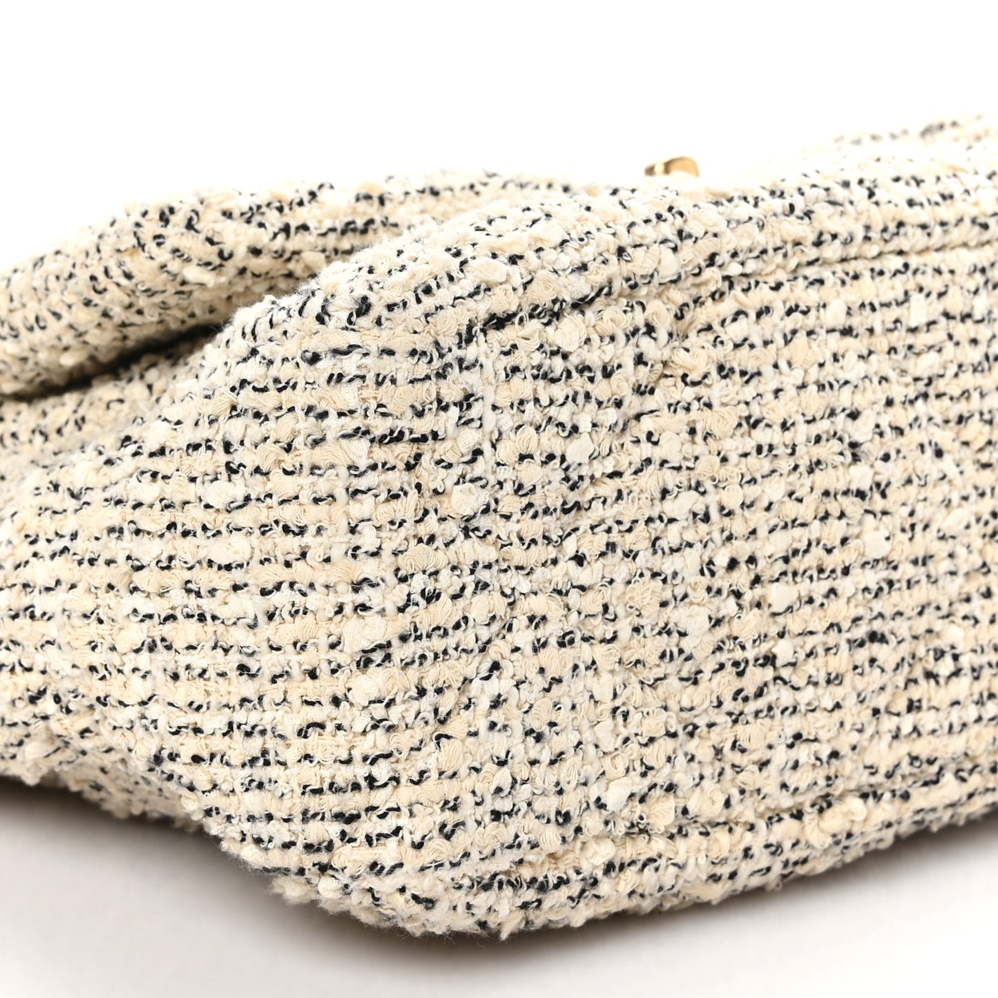 Tweed Quilted Large Chanel 19 Flap Ecru Black