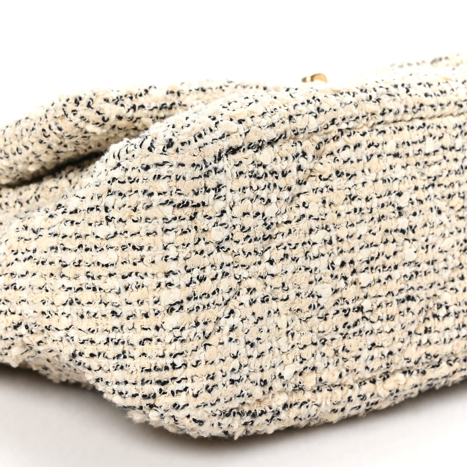 Chanel Tweed Quilted Large Chanel 19 Flap Ecru Black 9 of 11