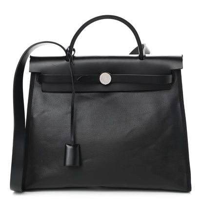 Hermes Toile H Berline Vache Hunter Herbag Zip PM 31 Black Ecru 3 of 11