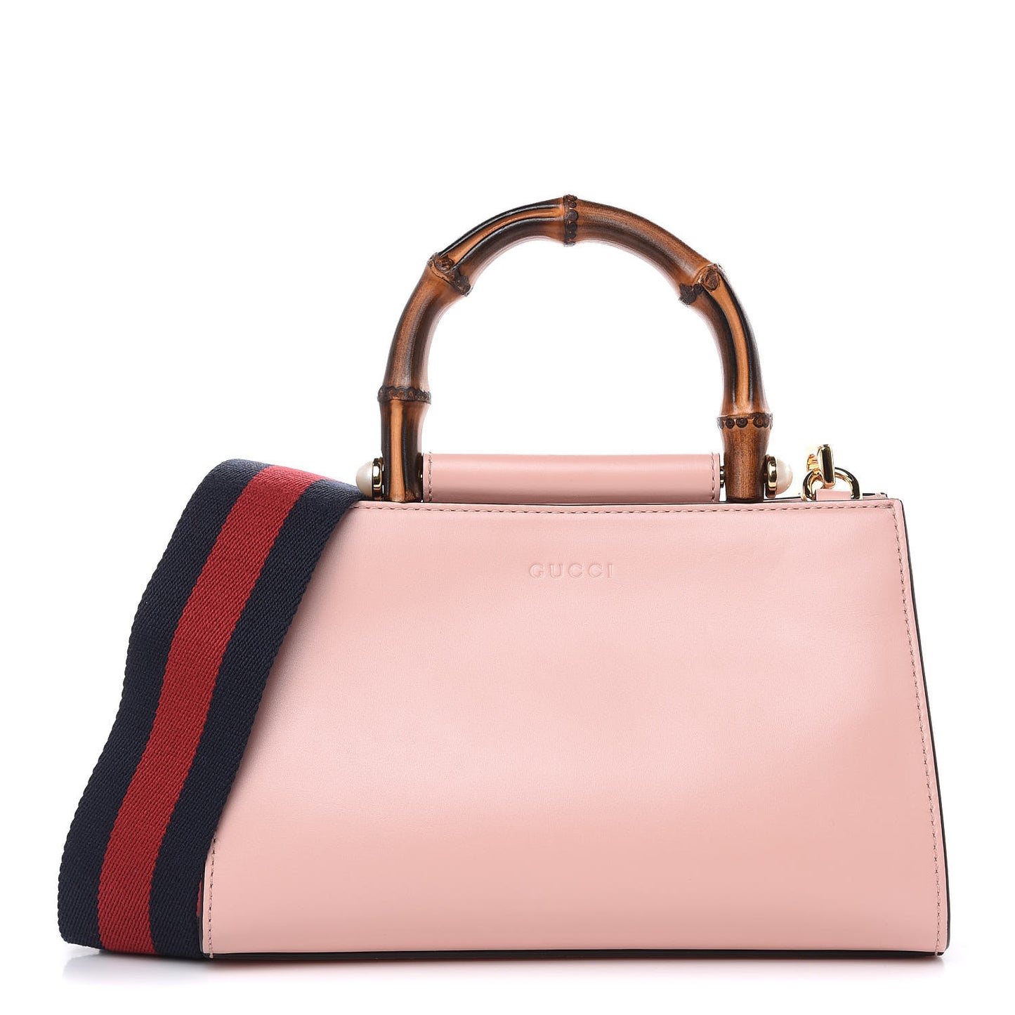 Nappa Bamboo Web Mini Nymphaea Top Handle Bag Perfect Pink Mystic White
