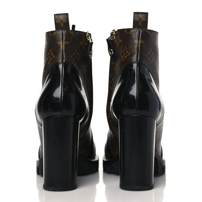 Louis Vuitton Patent Calfskin Monogram Star Trail Ankle Boots 40 Black 6 of 10