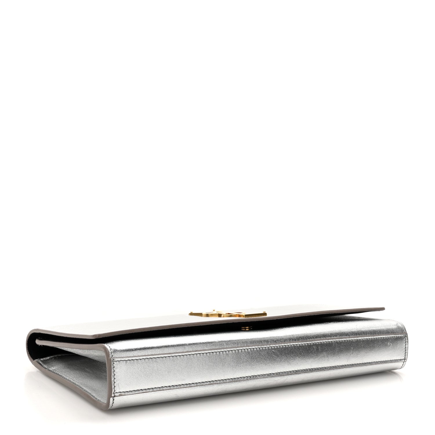 Saint Laurent Textured Metallic Calfskin Classic Monogram Cassandre Clutch Silver 4 of 14