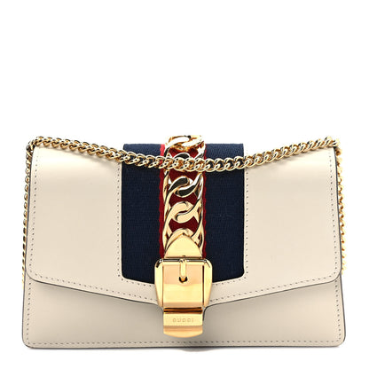 Gucci Calfskin Super Mini Sylvie Chain Shoulder Bag White 1 of 9