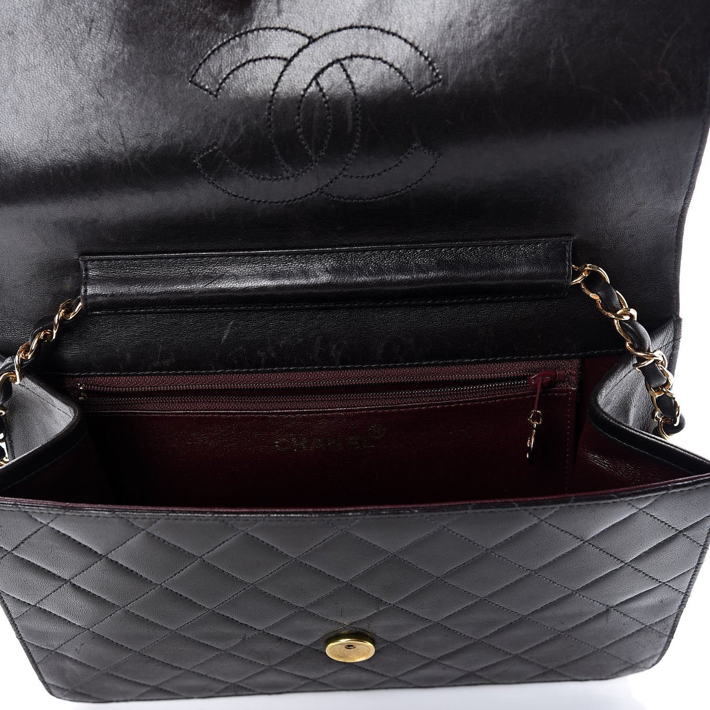 Lambskin Quilted Medium Single Flap Black