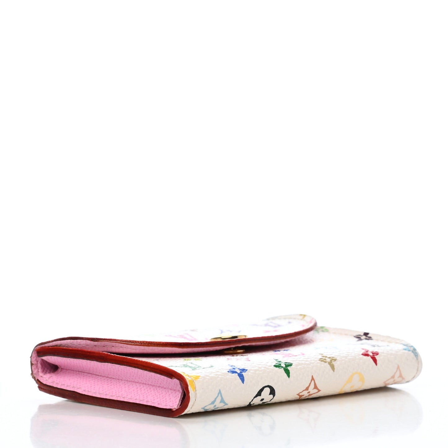 Monogram Multicolor Business Card Holder White Litchi