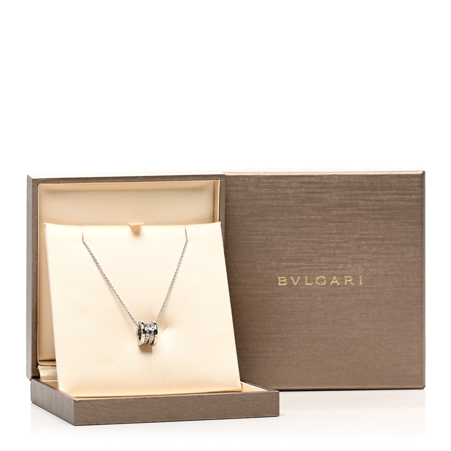 18K White Gold Diamond B.Zero1 Pave Pendant Necklace