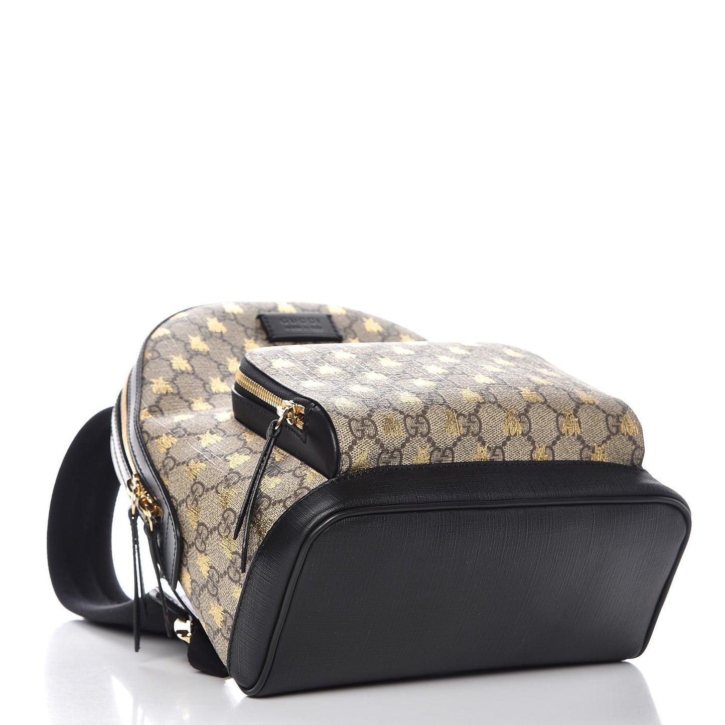 GG Supreme Monogram Bees Print Small Day Backpack Beige Oro Black