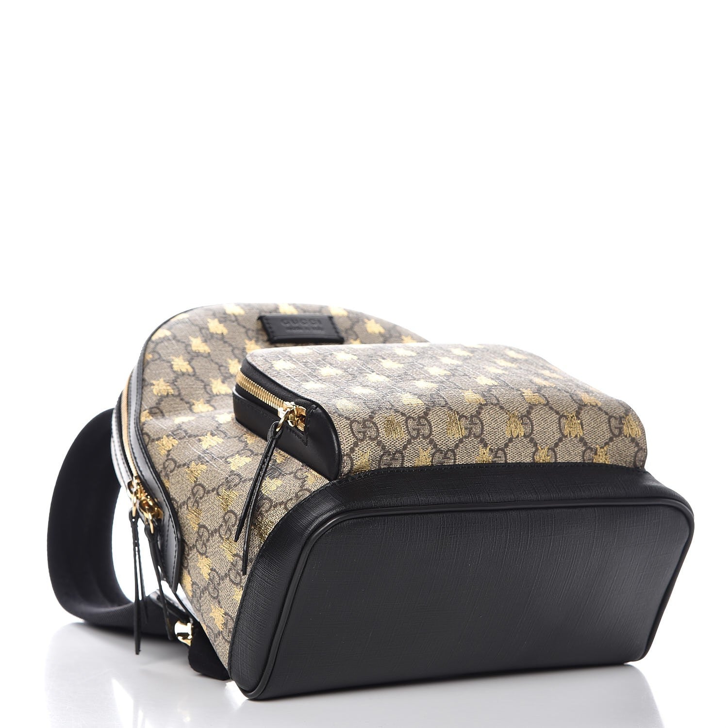 Gucci GG Supreme Monogram Bees Print Small Day Backpack Beige Oro Black 4 of 9