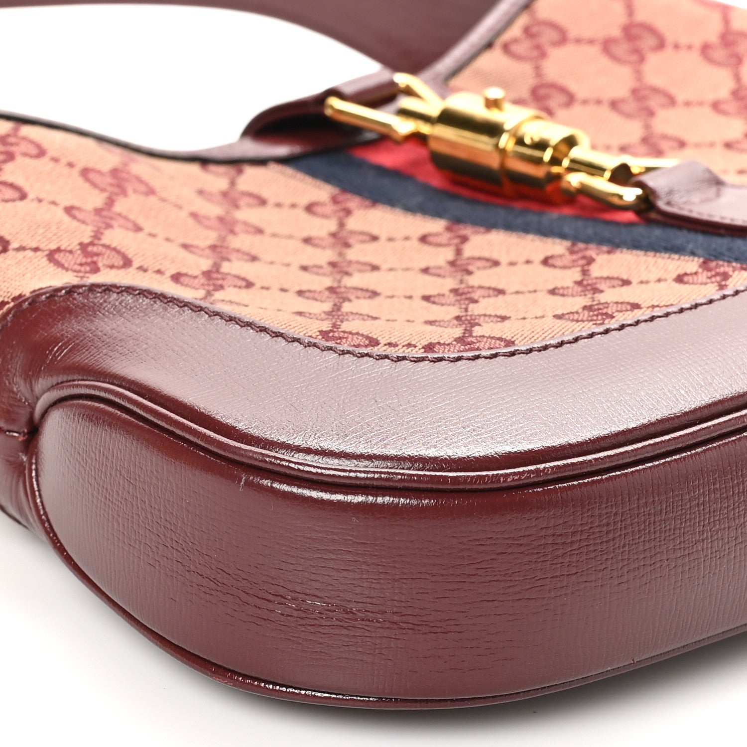 Gucci Monogram Azalea Calfskin Web Small Jackie 1961 Hobo Sahara Rubino Chardonnay 9 of 10
