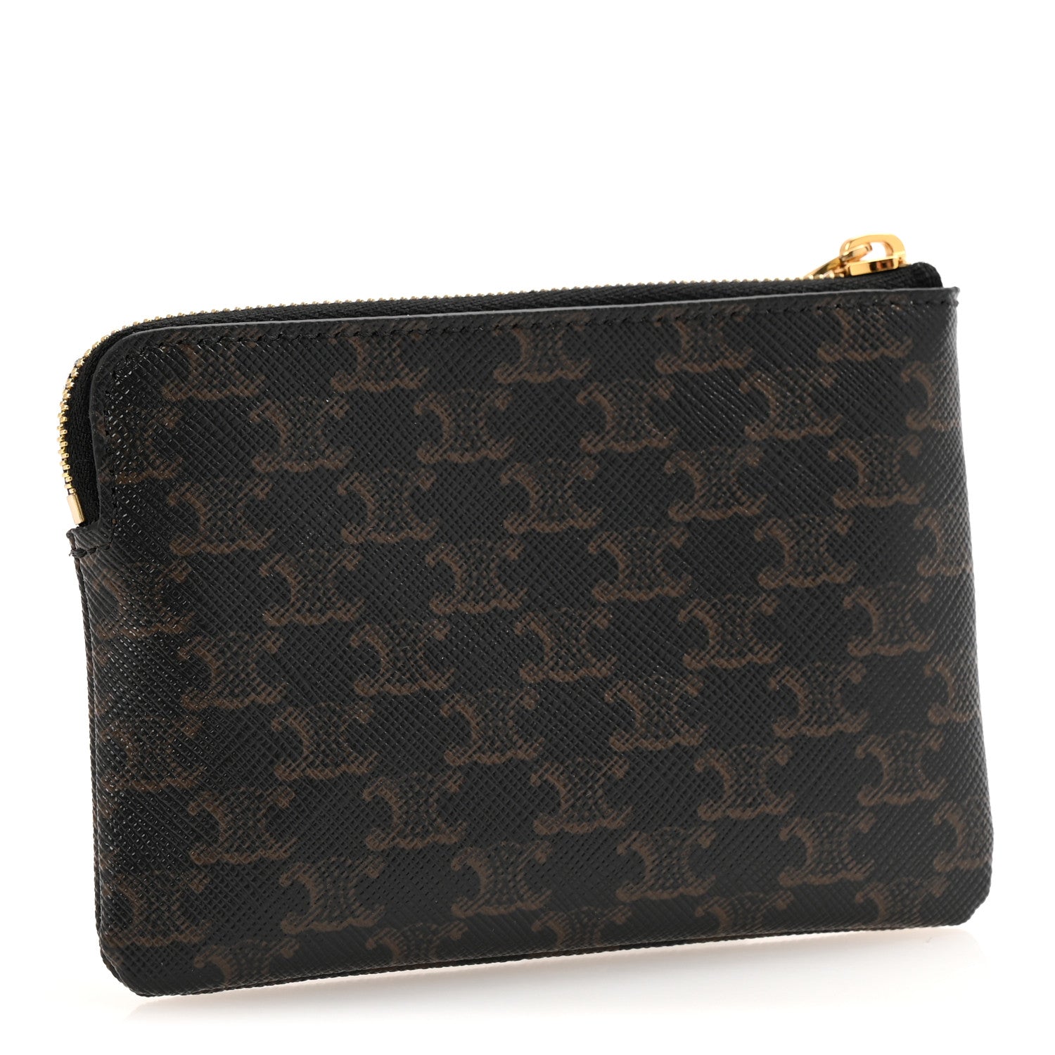 Celine Triomphe Canvas Logo Coin and Card Pouch With Hook Black 3 of 10